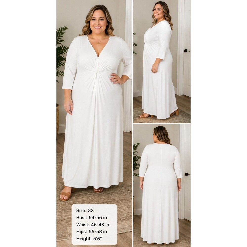 Womens Maxi Dress Pullover, BohoChic, Beachside Dinners, White Summer Glamor 3XL